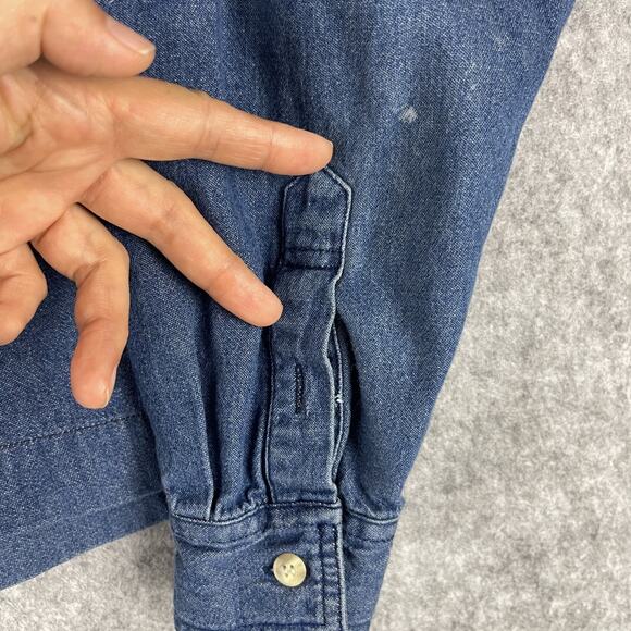 Vintage The Eagles Eye Embroidered Top Womens Medium Blue Denim Tribal Aztec 90s - Picture 13 of 15